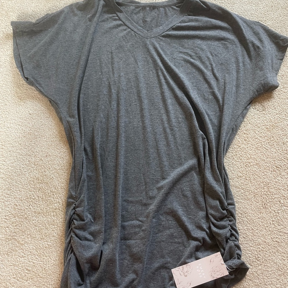 Gray V-Neck Women's Tunic Top